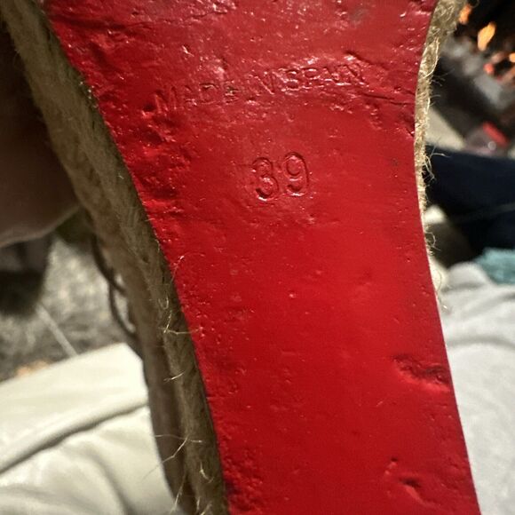 CHRISTIAN LOUBOUTIN TRAMONTAGNE RED BOTTOM ESPADRILLE WEDGE SNAKESKIN SIZE 39 - Picture 6 of 6